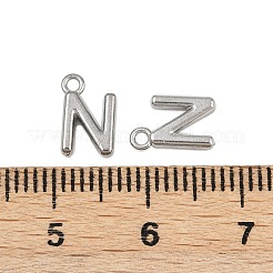 304ステンレススチールチャーム  洗練された  ステンレス鋼色  文字N  9x5.5x2mm  穴：1.2mm&nbsp;STAS-G356-08P-N