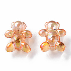 透明なアクリルビーズ  ABカラーメッキ  クマ  サンゴ  16x13x8.5mm  穴：2mm  約700個/500g&nbsp;MACR-S154-127-C03