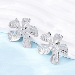 女性用304ステンレススチールスタッドピアス  花  ステンレス鋼色  30.5x33.5mm&nbsp;EJEW-K306-20P