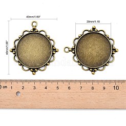ヴィンテージチベットのスタイル合金のペンダントのカボションのセッティング  プレーンエッジベゼルカップ  カドミウムフリー＆ニッケルフリー＆鉛フリー  アンティークブロンズ  フラットラウンドトレイ：30mm  48x43x3mm  穴：3mm&nbsp;X-TIBEP-M018-92AB-NF