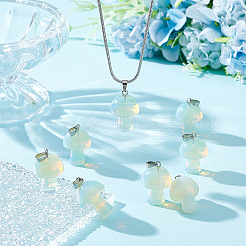 オパライトペンダント8個  きのこチャーム  ステンレススチールカラートーン ベイルにステンレススチールスナップ  24~25x16mm  穴：5x3mm&nbsp;G-UN0001-26