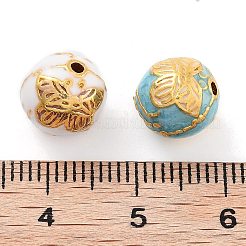 合金エナメルビーズ  蝶の丸  ゴールドカラー  ミックスカラー  9.5mm  穴：1.4mm&nbsp;ENAM-M008-29G