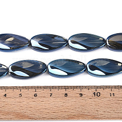 電気メッキ透明ガラスビーズ連売り  ティアドロップ  マリンブルー  26x13x5.5~7mm  穴：1.5mm  約30個/連  30.12~30.51インチ（76.5~77.5cm）&nbsp;EGLA-N055-02G