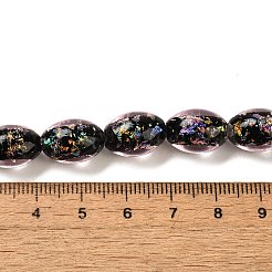 手作りの二色性箔ガラスビーズ連売り  オーバル  パールピンク  10x14mm  穴：1.6mm  約28個/連  15.35''（39センチメートル）&nbsp;DICH-U001-12E