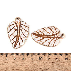 合成ハウライトの葉ペンダント  金色の真鍮エッジ付き  フローラルホワイト  41x26.5~27x5mm  穴：1.6mm&nbsp;TURQ-T004-29B