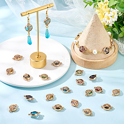32色ガラスコネクターチャーム8個。  ライトゴールドメッキ合金パーツ  蝶とフラットラウンド  ミックスカラー  13.5x19.5x5.5mm  穴：1.6mm  4個/カラー&nbsp;GLAA-AR0001-31