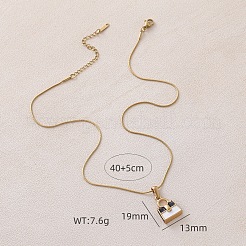 304ステンレススチール製エナメルホワイト＆ブラックハンドバッグペンダントネックレス（女性用）  ゴールドカラー  15.75インチ（40cm）&nbsp;ZO0071