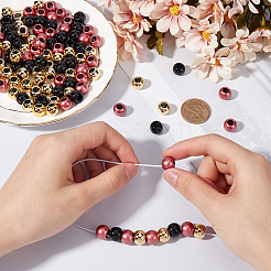 300個 3スタイル アクリル&ABSプラスチック ヨーロピアンビーズ  大穴ビーズ  ロンデル  ミックスカラー  12x9~10mm  穴：6mm  100個/スタイル&nbsp;DIY-SP0001-14