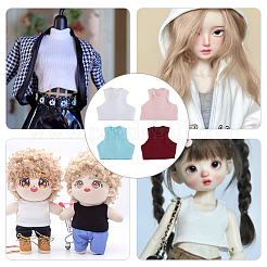 布製人形用ノースリーブTシャツ4枚（4色）  女の子の人形のドレッシングアクセサリー用  ミックスカラー  59x58x2.5mm  1pc /カラー&nbsp;DIY-GO0002-47