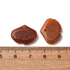 天然の金色のシルク翡翠ペンダント  イチョウの葉のチャーム  15x19x3~4mm&nbsp;G-NH0006-01G