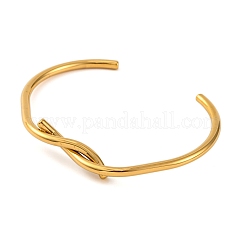 イオンプレーティング（IP）304ステンレススチール製女性用カフバングル  ツイスト  14KGP本金メッキ  1/4インチ（0.6cm）  内径：2-3/8インチ（6cm）&nbsp;BJEW-D048-08G