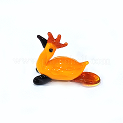 インテリアオーナメントパーツ  手作りランプワーク表示の装飾  鳥  オレンジ  28x10x22mm&nbsp;LAMP-J084-49