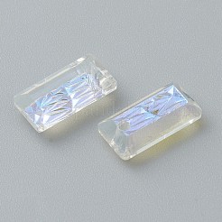 エンボスガラスラインストーンペンダント  長方形  多面カット  クリスタルのきらめき  14x7x4.2mm  穴：1.5mm&nbsp;GLAA-J101-07A-001SI