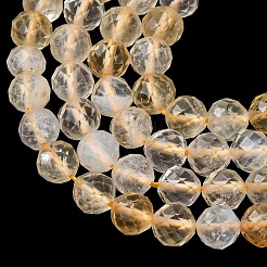 加熱された天然シトリンビーズ連売り  ファセット（64ファセット）  ラウンド  6mm  穴：0.8mm  約66個/連  15.24''（38.7センチメートル）&nbsp;G-G927-10C
