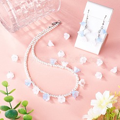 38個のガラスチャーム  花  プラチナトーンの真鍮ループとグリッターパウダー付き  グラデーションカラー  ホワイト  10.5x11mm  穴：2mm&nbsp;GLAA-TADJ0001-19F