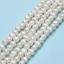 天然養殖淡水パールビーズ連売り  ポテト  ベージュ  4.5~5.2x6~6.5x5~5.5mm  穴：0.7mm  約68~70個/連  13.70~13.78インチ（34.8~35cm）&nbsp;PEAR-F018-16A-01