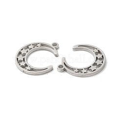 変色しない304ステンレススチールペンダント  星のチャーム入り月  ステンレス鋼色  18x16x1.5mm  穴：1.6mm&nbsp;STAS-L020-032P