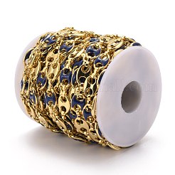 金メッキ合金エナメルコーヒー豆リンクチェーン  長持ちメッキ  カドミウムフリー＆鉛フリー  溶接されていない  マリンブルー  コー​​ヒー豆：14.5x10x3.5mm  リンク：8.5x2x3.5mm  約32.8フィート（10m）/ロール&nbsp;LCHA-H004-02G-C