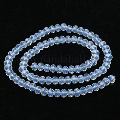 ガラスビーズ連売り  イミテーション翡翠  多面カット  ロンデル  透明  6x5mm  穴：1mm  約80~85個/連  38~40cm&nbsp;EGLA-A034-J6mm-D06