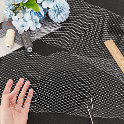 ポリエステルメッシュチュール生地  ラインストーン付き  Diy の花嫁の頭飾りとベール  ホワイト  20~20.5x0.03~0.18cm&nbsp;FIND-WH0126-389B