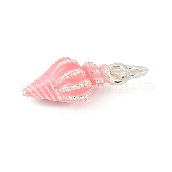 合金エナメルチャーム  海のカタツムリ  丸カン付き  プラチナ  ピンク  19x8.5x7mm  穴：5mm&nbsp;LS-PALLOY-S050-05B-P