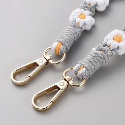 コットンロープショルダー携帯ストラップ  金属クラスプ付  携帯電話ケースアクセサリー  花  オレンジ  123cm&nbsp;AJEW-WH20026-01A