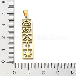 304ステンレスペンダント  長方形のチャーム  ゴールドカラー  34x8x1.4mm  穴：5.5x3mm&nbsp;STAS-D036-14A-G
