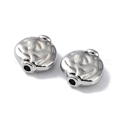 めっき合金ビーズラック  テクスチャ  フラットラウンド  プラチナ  12x11x4mm  穴：1.6mm&nbsp;PALLOY-Q458-23P