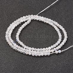 天然レインボー ムーンストーン ビーズ 連  ラウンド  多面カット  3mm  穴：0.8mm  約127個/連  15.7インチ（40cm）&nbsp;G-G680-53