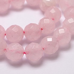 天然石ローズクォーツビーズ連売り  多面カット  ラウンド  6mm  穴：1mm  約61個/連  14.9インチ〜15.1インチ&nbsp;X-G-D840-21-6mm