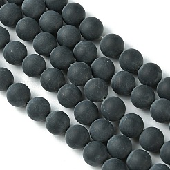 天然黒瑪瑙のビーズ連売りを等級付けする  染め＆加熱  艶消し  ラウンド  10mm  穴：1mm  約39個/連  15インチ&nbsp;G447-5