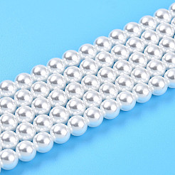 ベーキングペイントパール化ガラスパールビーズ連売り  ラウンド  乳白色  5mm  穴：0.6mm  約79~80個/連  15.94~16.14インチ（40.5~41cm）&nbsp;HY-N002-5mm-A12