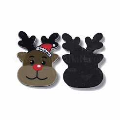 クリスマススタイルのプリントアクリルカボション  鹿  32.5x25x2mm&nbsp;LS-MACR-O045-01D