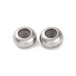 202ステンレスビーズ  内部のゴムと  スライダービーズ  ロンデル  ステンレス鋼色  6x3mm  穴：1.2mm&nbsp;STAS-P238-10P-H