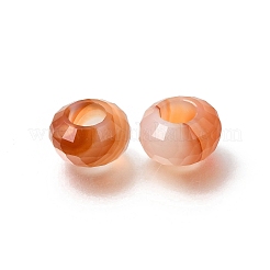 天然赤瑪瑙ヨーロッパのビーズ  大穴ビーズ  多面カット  ロンデル  13x7.5mm  穴：6mm&nbsp;GG-NH0003-A03