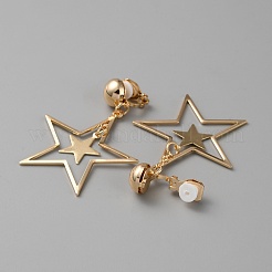 真鍮製のクリップオンイヤリング  アイアンスタードロップイヤリング女性用  ゴールドカラー  55.5x38mm&nbsp;EJEW-WH0019-29G