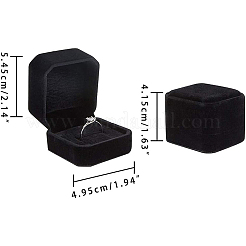 スクエアベルベットリングボックス  ブラック  49.5x54.5x41.5mm&nbsp;LS-VBOX-WH0002-01C