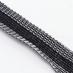 ポリエステルリボン  フラット  布ステッカー  ブラック  1インチ（24x0.4mm）  2 m /ロール&nbsp;OCOR-WH0068-01A