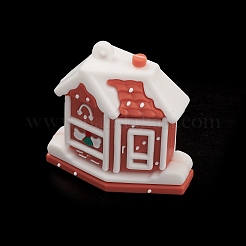 PVCプラスチッククリスマススタイルの大きなペンダント  ハウス  40.5x41.5x21mm  穴：3mm&nbsp;PVC-O001-02J