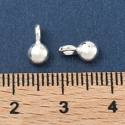 925スターリングシルバーチャーム  銀色のメッキ  スタンプ925個付き  ラウンド  8.5x4.5x4mm  穴：1.8mm&nbsp;STER-H119-05B-S