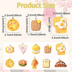 20本10スタイルレジンペンダント  模造食品  混合図形  プラチナアイアンペグベイル付き  ミックスカラー  21~29.5x17.5~30x5~23mm  穴：2mm  2個/スタイル&nbsp;RESI-YW00011-39