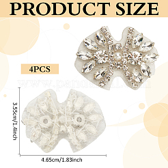 4 個合金ラインストーン靴の装飾  蝶結び  プラチナ  35.5x46.5x5.5mm&nbsp;DIY-MA0006-63P