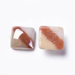 不透明ガラスカボション  縞模様  正方形  カラフル  8x8x3mm&nbsp;GGLA-S038-06D-8x8