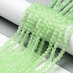 ジェイド風ガラスビーズ連売り  多面カット  双円錐形  グリーン  4x4mm  穴：0.8~1mm  約75~78個/連  28~29cm&nbsp;EGLA-A039-J4mm-D01