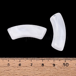アクリル天然石風ビーズ  ツートン  カーブチューブ  ホワイト  36x13.5x11.5mm  穴：4mm  約148個/500g&nbsp;MACR-S372-001B-08-1