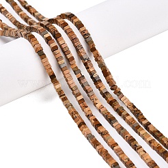 天然石ピクチャージャスパービーズ連売り  正方形  2.5x2.5x8x1.5mm  穴：0.8mm  約225~245個/連  14.92~15.39インチ（37.9~39.1cm）&nbsp;G-N342-74