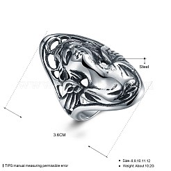 メンズステンレススチールフィンガー指輪  ワイドバンドリング  アンティークシルバー  usサイズ12（21.4mm）&nbsp;RJEW-BB29850-12