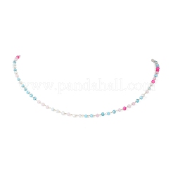 ハンドメイドのファセットロンデルガラスビーズネックレス、304ステンレススチール製、女性用  ゴールドカラー  ミックスカラー  16.46 ~16.69インチ（41.8~42.4cm）&nbsp;NJEW-JN05910