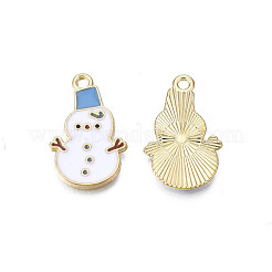 メッキ合金エナメルチャームラック  カドミウムフリー＆ニッケルフリー＆鉛フリー  ライトゴールド  クリスマス  雪だるま  コーンフラワーブルー  23x14.5x1.5mm  穴：1.8mm&nbsp;X-ENAM-N055-165
