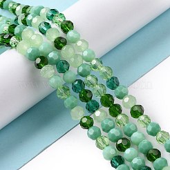 ガラスビーズ連売り  ファセット（32ファセット）  ラウンド  薄緑  5.5mm  穴：1mm  約95個/連  20.47''（52センチメートル）&nbsp;X-GLAA-E036-09F